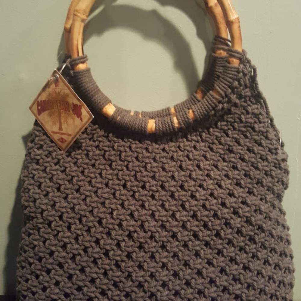 Caribbean Joe Gray Knitted Handbag